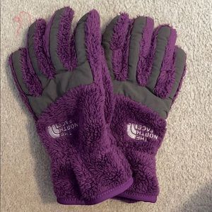 Purple North Face gloves
